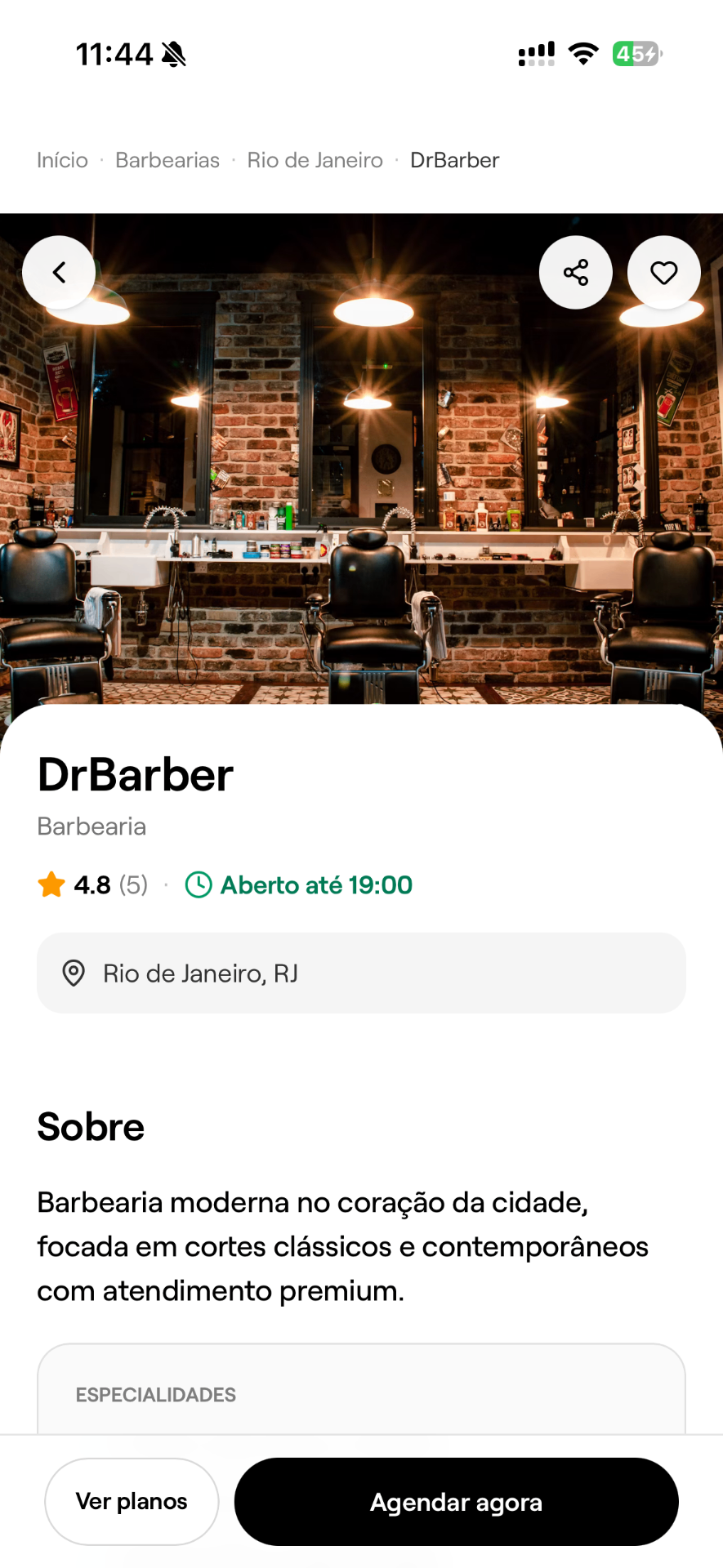 App Trimora - página de estabelecimento